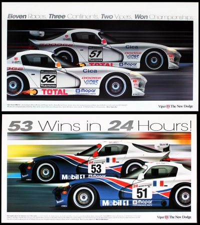 RARE 1997 & 1998 Dodge Viper GTS-R Double-Sided Racing Poster